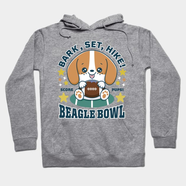 Beagle Bowl Puppy Football Hoodie by Meggie Nic